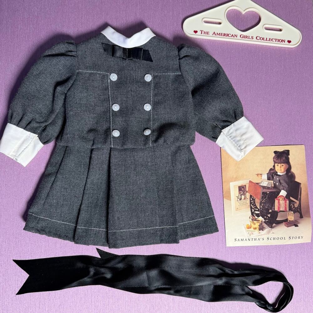 American Girl Samantha Buster Brown School Dress Pleasant Company +Hanger+Book